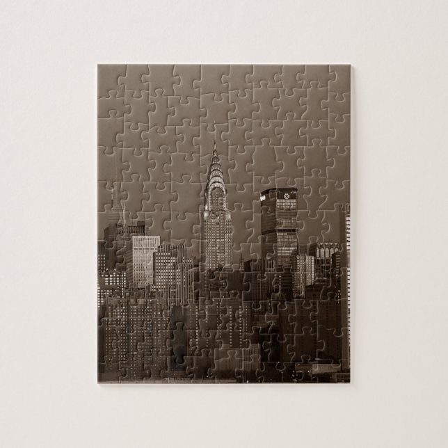 Sepia New York City Skyline Pussel (Vertikal)