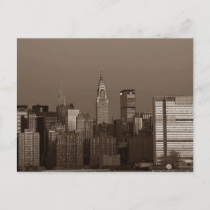 Sepia New York City Skyline Vykort