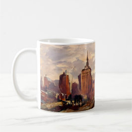 Sepia NYC Stadssiluett Pastoral Mugg