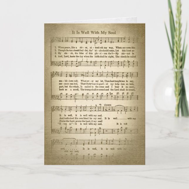 Sepia old hymn-musik för sympati kort (Framsida)