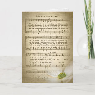 Sepia old hymn-musik och blomma för sympati kort
