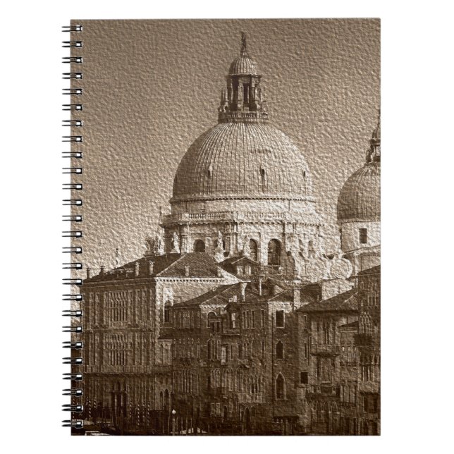 Sepia Papper Effect Venice Grand Canal Anteckningsbok Med Spiral (Framsidan)