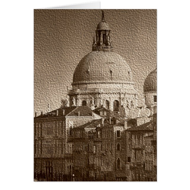 Sepia Papper Effect Venice Grand Canal Hälsningskort (Framsidan)