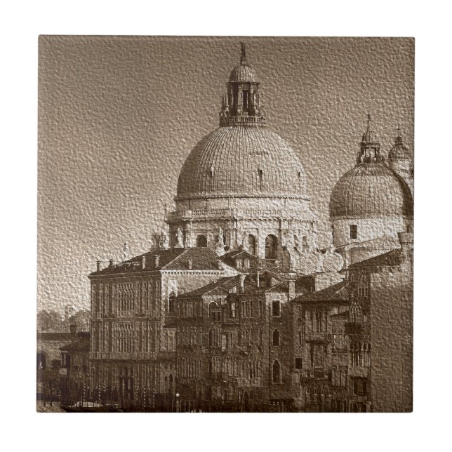 Sepia Papper Effect Venice Grand Canal Kakelplatta (Framsidan)