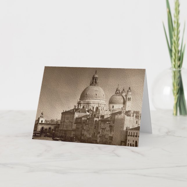 Sepia Papper Effect Venice Grand Canal Kort (Framsida)