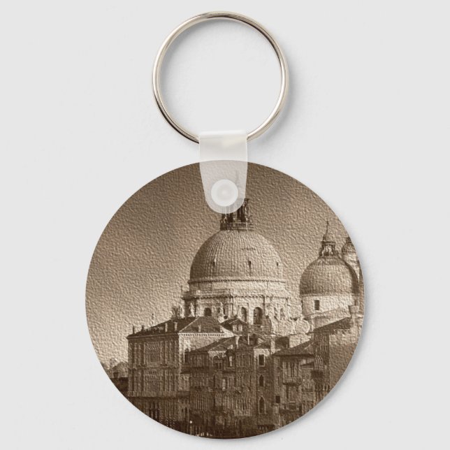 Sepia Papper Effect Venice Grand Canal Nyckelring (Framsida)