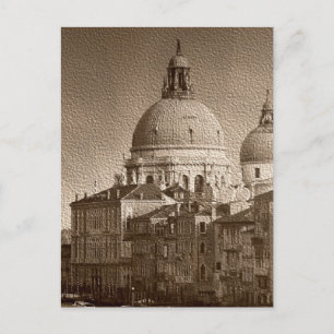 Sepia Papper Effect Venice Grand Canal Postcard Vykort