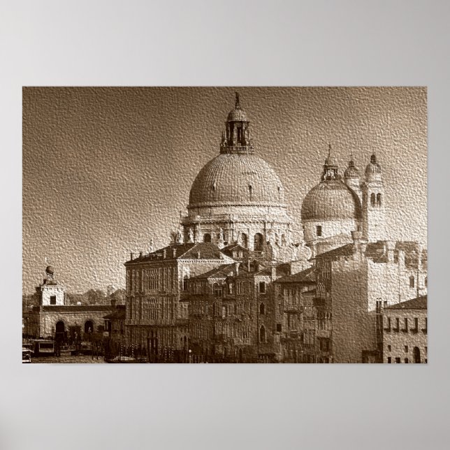 Sepia Papper Effect Venice Grand Canal Poster (Framsidan)