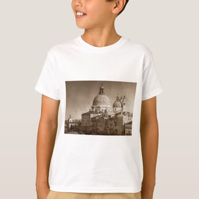 Sepia Papper Effect Venice Grand Canal T Shirt (Framsida)