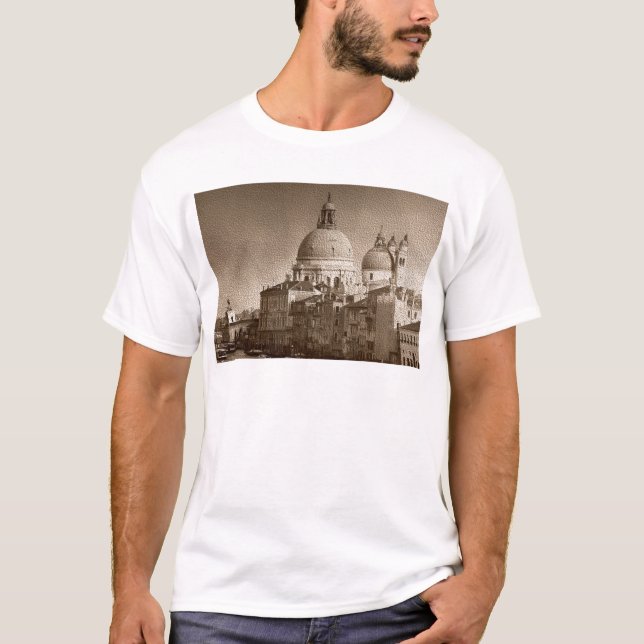 Sepia Papper Effect Venice Grand Canal Tee (Framsida)