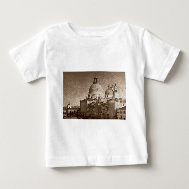 Sepia Papper Effect Venice Grand Canal Tee Shirt (Framsida)