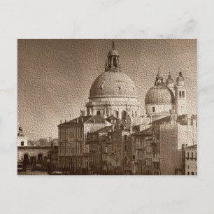 Sepia Papper Effect Venice Grand Canal Vykort