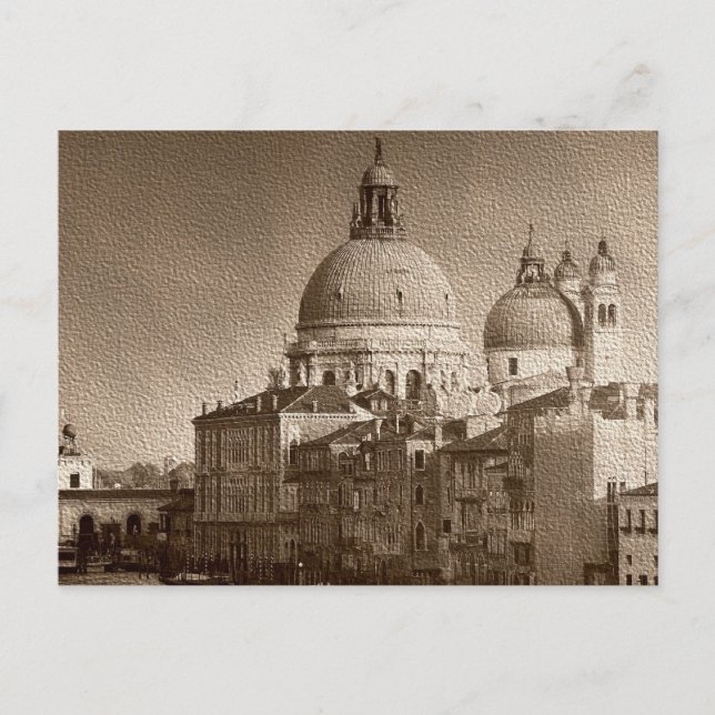 Sepia Papper Effect Venice Grand Canal Vykort (Framsida)