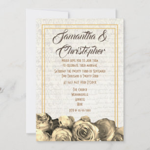 Sepia parchment blommigt bröllop inbjudningar