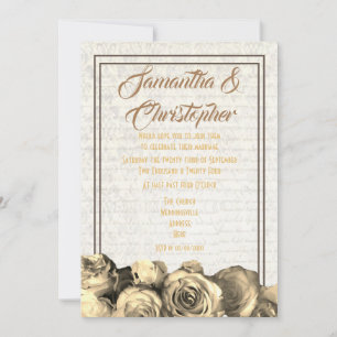 Sepia Parchment blommigt Traditional bröllop Inbjudningar
