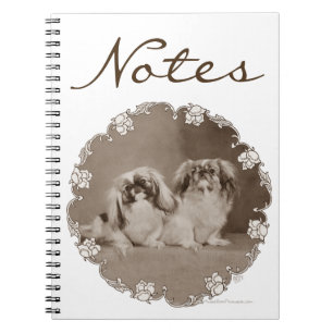 Sepia Pekingese Porträtt Anteckningsbok