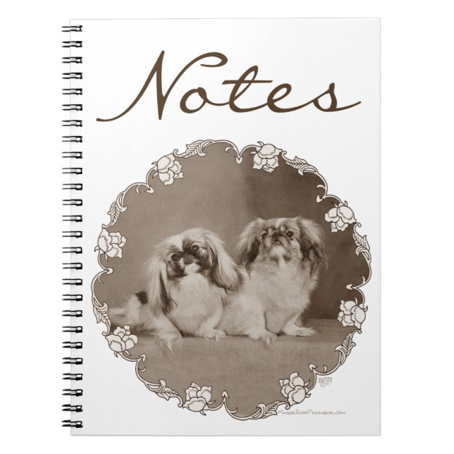 Sepia Pekingese Porträtt Anteckningsbok (Framsidan)