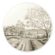 Sepia Pennsylvania Country Farmhouse 1700-talet 