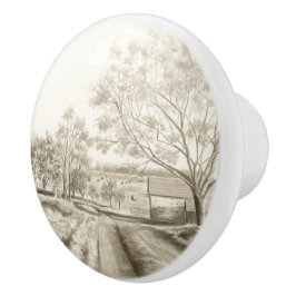 Sepia Pennsylvania Country Farmhouse 1700-talet  Knopp