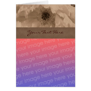 Sepia Peony Flower-fotokort Hälsningskort