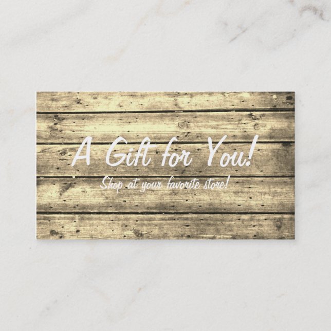 Sepia Planked Gift Card Rabattkort (Framsida)