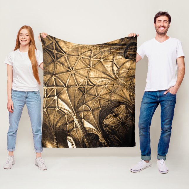 Sepia portugisisk arkitektur fleecefilt (På plats)