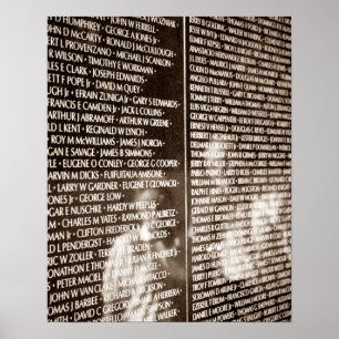 Sepia POSTER eftertanke i den vietnamesiska muren 