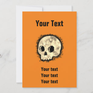 Sepia-prickad raster Skull Watercolor Halloween Inbjudningar