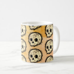 Sepia-prickad raster Skullens vattenfärg Kaffemugg