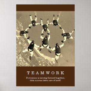 Sepia Retro Teamwork Motivational Inspirational Poster