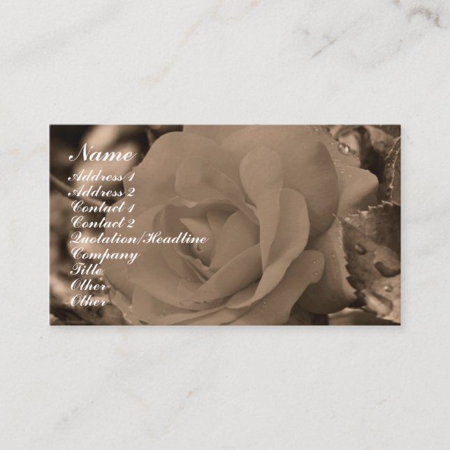 Sepia Ro Blomsterfotografi Affärskort Visitkort (Framsida)