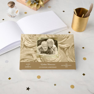 Sepia Ro Photo Template Golden-årsdag Gästböcker