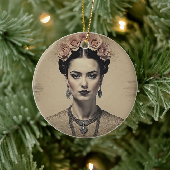 Sepia Rose Drottning Vintage Ornament (Träd)