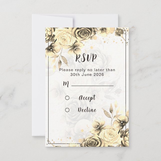 Sepia Rose - RSVP-kort OSA Kort (Framsida)