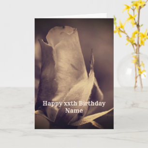 Sepia-Rosenknopp Blommkort för Personlig Kort