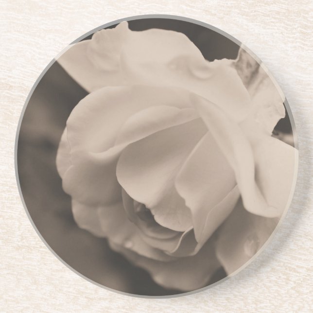 Sepia-Rosenknoppens Blommigt Underlägg Sandsten (Framsidan)