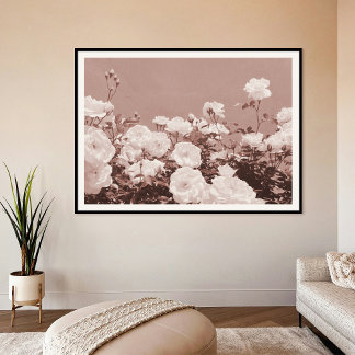 Sepia Roses Floral Garden Photo Art Print Poster