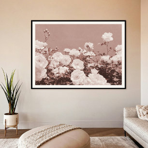 Sepia Rosor Blommig Trädgård Foto Konsttryck Poste Poster