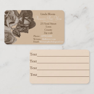 Sepia rosor ro buds blommor konsthandlare florist visitkort