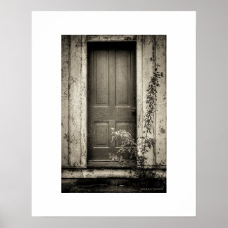 Sepia Rustik Övergiven Byggnadsdörr Postertryck Poster