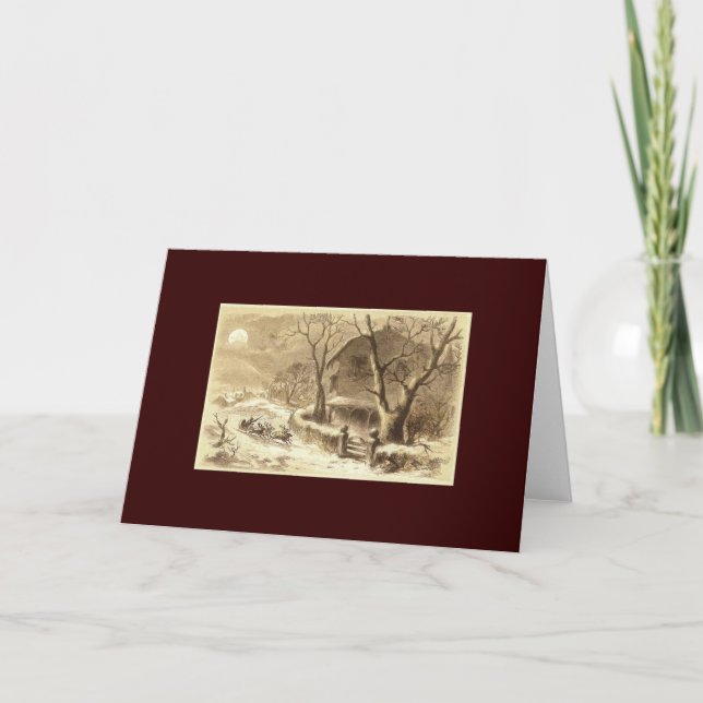 Sepia Santa and Reindeer Helgkort (Framsida)