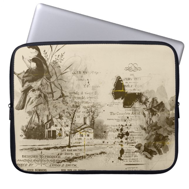 Sepia Scenia Collage Laptop sleeve (Framsidan)
