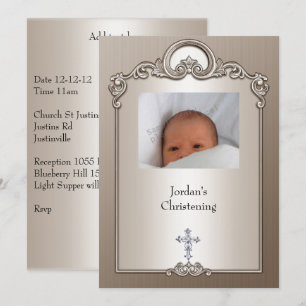 Sepia Silver Fotolampa Jewel Cross Dop Inbjudningar