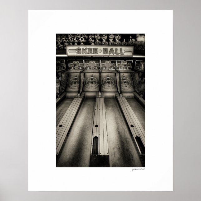 Sepia Skee Ball Arkad Affisch Print (Framsidan)