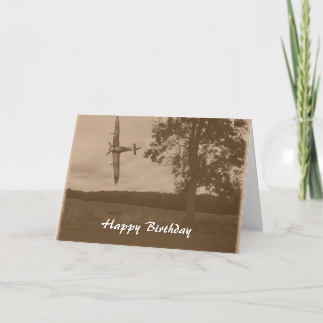 Sepia Spitfire Grattis på födelsedagen Kort (Framsida)
