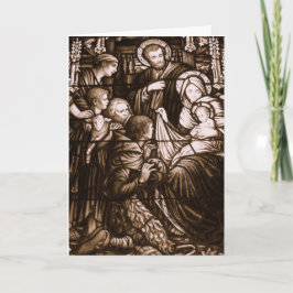 Sepia Stain Glass-julkort Helgkort