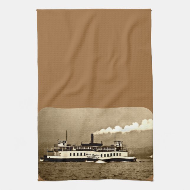 Sepia Steamboat Ferry Kökshandduk (Vertikal)