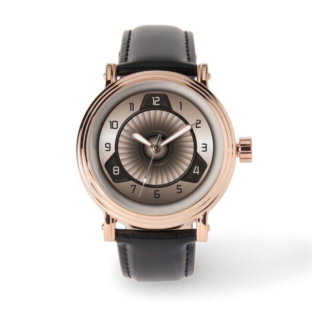 Sepia Steel Jet Engine Pilot Anpassningsbar Wrist  Armbandsur (Framsida)