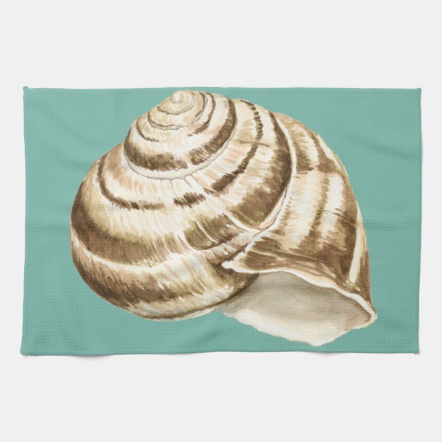 Sepia Stripe-Snäckan på skalet Kökshandduk (Horisontell)
