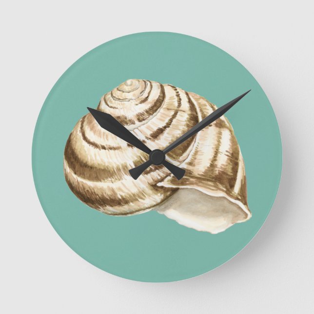 Sepia Stripe-Snäckan på skalet Rund Klocka (Framsida)